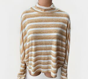Abound Yellow Ribbed Striped Boxy Lightweight Sweater Size L Soft
